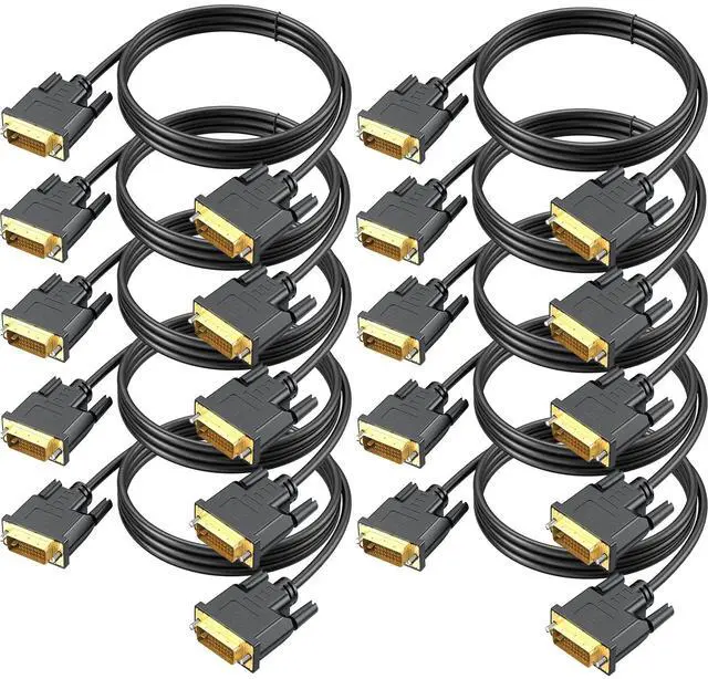 Main image of BUCIER 10-Pack 6 FT DVI-D to DVI-D (24+1) Dual Link Cable, Black, High Resolution, High-Speed, Compatible with Personal Computer, Laptop, Desktop, Monitor, Projector, HDTV