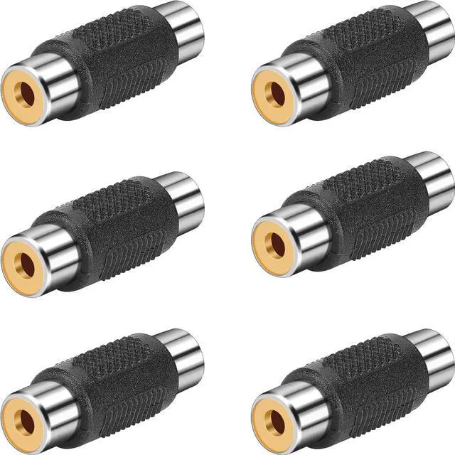 Main image of BUCIER RCA Female to Female Coupler, 6 Pack Audio Video Adapter Connector Gold Plated RCA Jack to Jack Converter for Speaker, Amplifier, TV, Silver