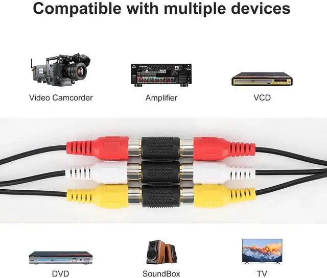 Alt view image 2 of 7 - BUCIER RCA Female to Female Coupler, 10 Pack Audio Video Adapter Connector Gold Plated Jack to Jack Converter Cable Extender for Amplifier, Speaker, TV