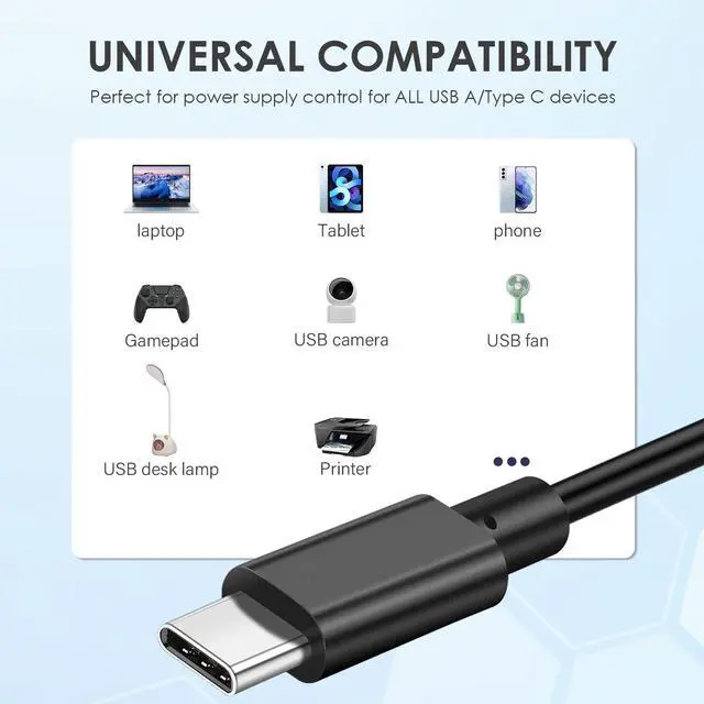 Alt view image 5 of 7 - BUCIER USB Type C Switch Charging Cable 2 Pack USB A to USB C Male to Male Power Cord with 501 On Off Switch USB to USB-C Adapter Wire for LED Desk Lamp, USB Fan, LED Strips Lighting, 3 Feet