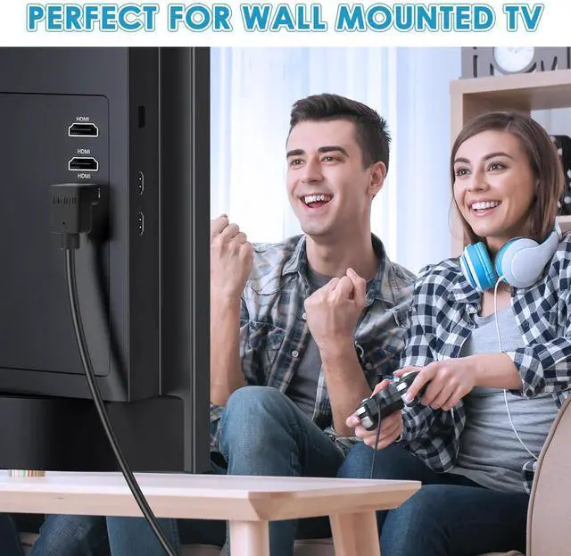 Alt view image 3 of 7 - BUCIER HDMI Extension Cable Down Angle 1.5 Feet 4K HDMI Extender Cable Male to Female Adapter Cord 90 Degree HD Video Converter Short Wire for Monitor, Laptop, Projector, HDTV
