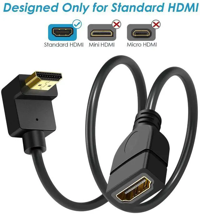 Alt view image 2 of 7 - BUCIER HDMI Extension Cable Up Angle 1.5 Feet 4K HDMI Extender Cable Male to Female Adapter Cord 90 Degree HD Video Converter Short Wire for Monitor, Laptop, Projector, HDTV