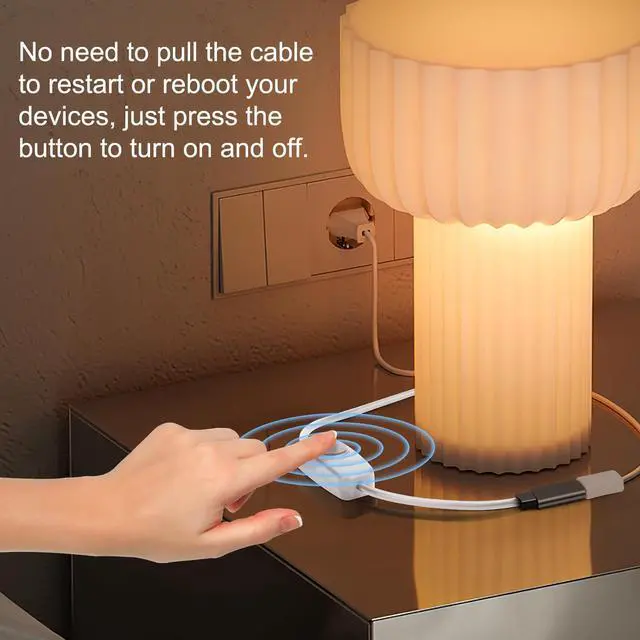 Alt view image 3 of 7 - BUCIER USB Type C Switch Extension Cable 2 Pack Female to Male Power Cable with On Off Switch USB-C Extender Cord for LED Desk Lamp, USB Fan, LED Strips, White