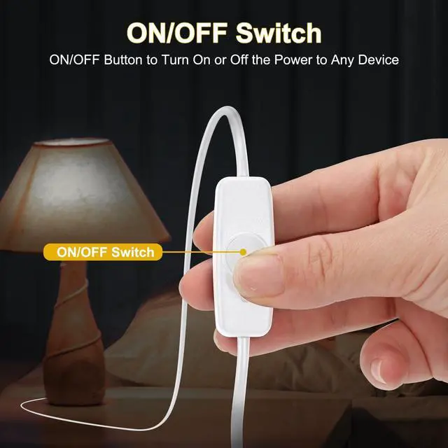 Alt view image 4 of 7 - BUCIER USB Type C Switch Extension Cable 2 Pack Female to Male Power Cable with On Off Switch USB-C Extender Cord for LED Desk Lamp, USB Fan, LED Strips, White