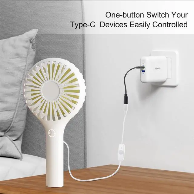 Alt view image 5 of 7 - BUCIER USB Type C Switch Extension Cable 2 Pack Female to Male Power Cable with On Off Switch USB-C Extender Cord for LED Desk Lamp, USB Fan, LED Strips, White