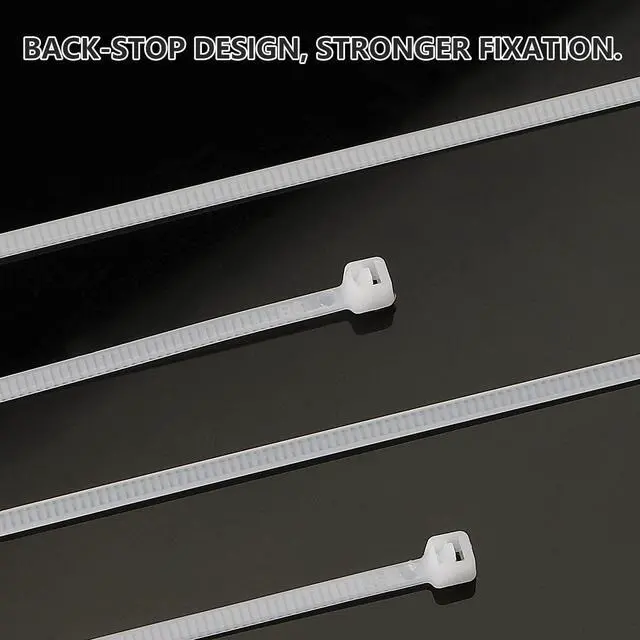 Alt view image 3 of 7 - BUCIER 250pcs Zip Ties Plastic Cable Zip Ties Self-Locking Nylon Wire Ties Heavy Duty Ultra Strong Zip Straps (10 Inch, White)