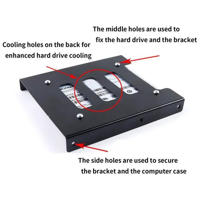 Alt view image 4 of 7 - BUCIER HDD SSD Mounting Bracket 2.5 to 3.5 Adapter Hard Drive Holder (Single Drive, Pack of 2)