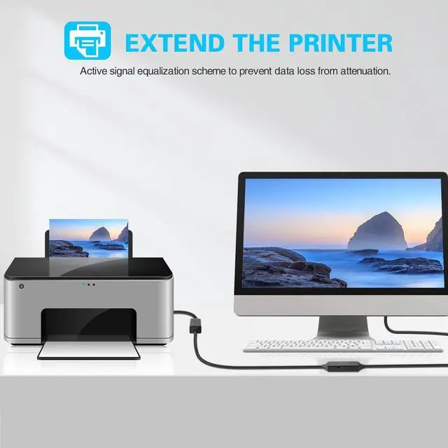 Alt view image 4 of 7 - BUCIER USB 3.0 Active Cable, USB Type A-Male to A-Female Extension Cord Superspeed USB 3.0 Extender Wire with AC Power Adpter for Printer, Xbox, Oculus Rift, PS4, 16 Feet