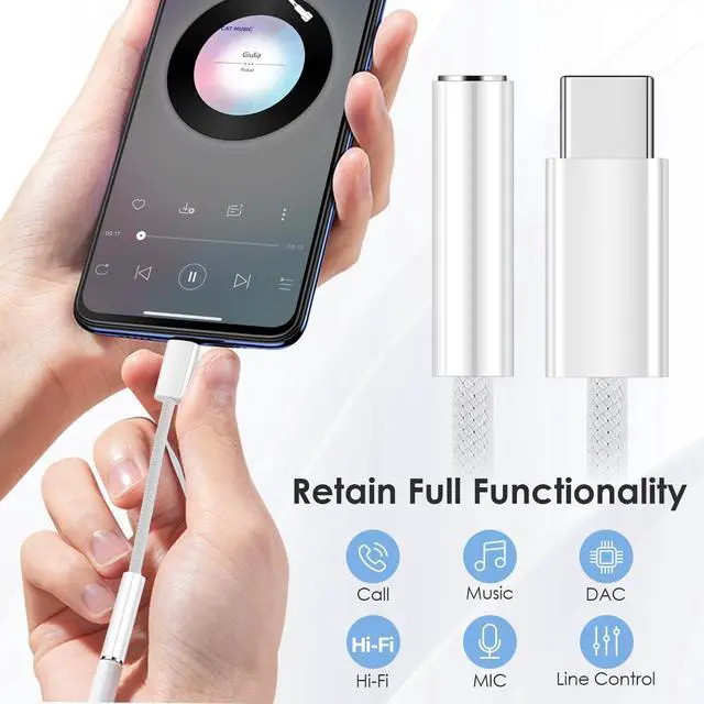 Alt view image 3 of 7 - BUCIER USB C to 3.5mm Jack Audio Adapter 2 Pack USB Type C to Headphone Aux Jack Adapter Dongle Cord Compatible with iPhone 15 Pro Max, Samsung Galaxy S24 S23 Ultra, iPad Pro, MacBook