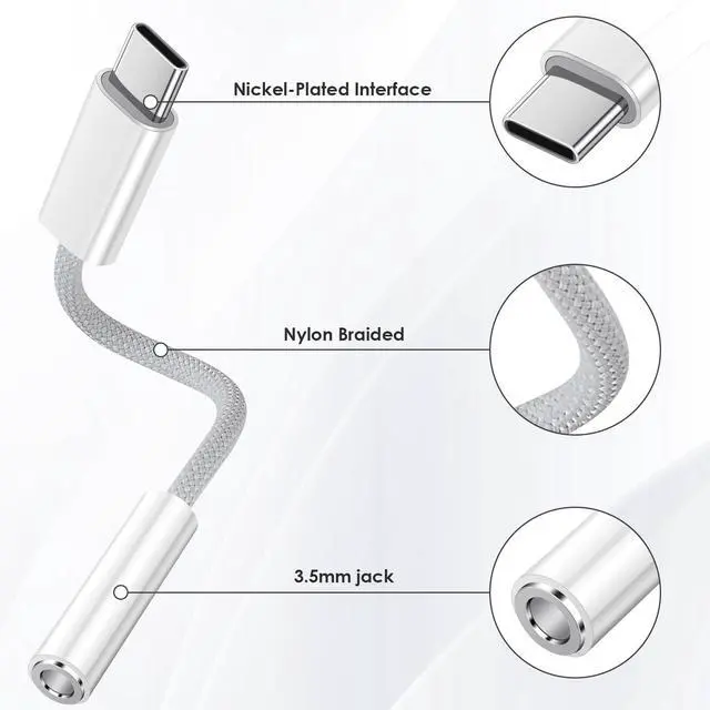 Alt view image 4 of 7 - BUCIER USB C to 3.5mm Jack Audio Adapter 2 Pack USB Type C to Headphone Aux Jack Adapter Dongle Cord Compatible with iPhone 15 Pro Max, Samsung Galaxy S24 S23 Ultra, iPad Pro, MacBook