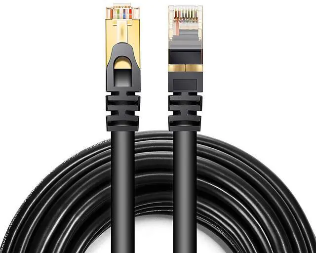 Main image of BUCIER Cat 7 Ethernet Cable Professional Gold Plated Plug Black Ethernet Cable for Indoor Outdoor High Speed Heavy-Duty Waterproof Buried-able Dual Shielded (16.4 Feet)