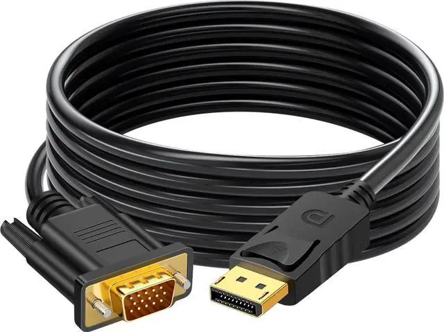 Main image of BUCIER DisplayPort to VGA Cable 6 Feet Uni-Directional Display Port to VGA Adapter Male to Male 1080P DP DisplayPort Computer to VGA Monitor Converter Cord for Laptop, Monitor, HDTV, Projector