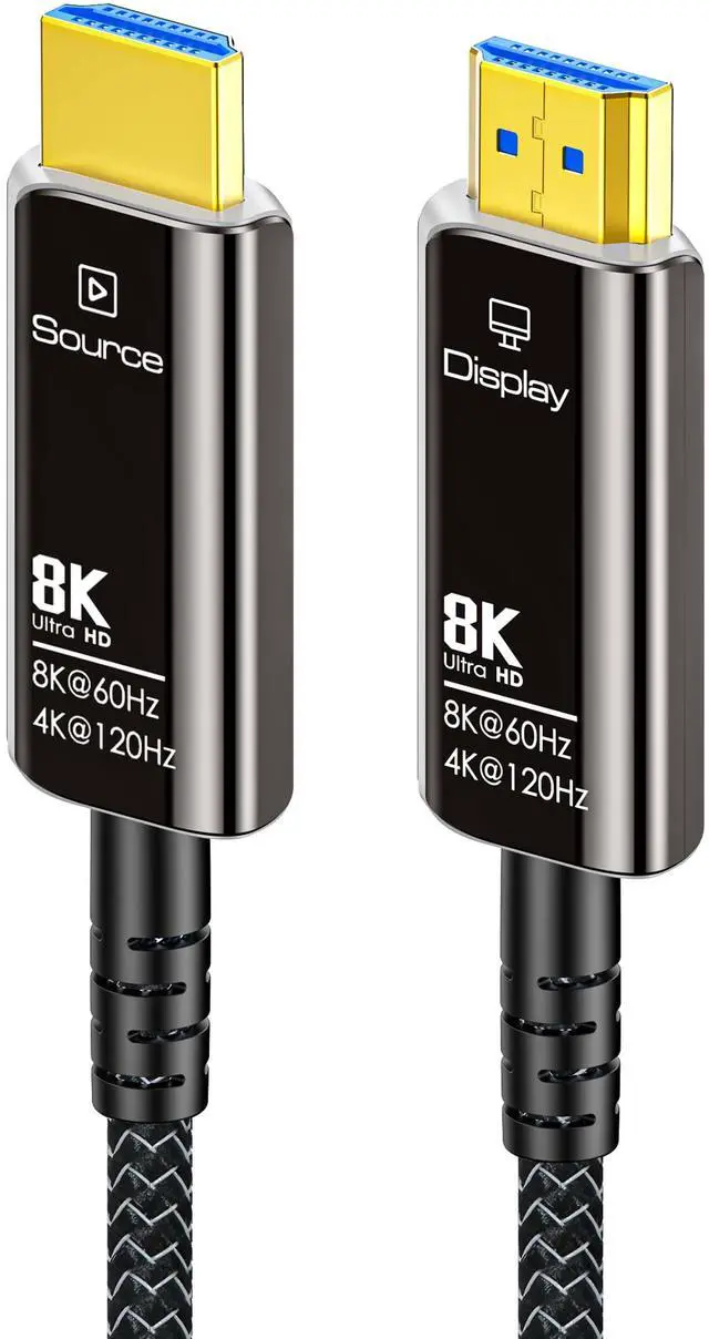 Main image of BUCIER Fiber Optic HDMI Cable 65FT 8K with Hard Wear Nylon Braided HDMI 2.1 Cord, Supports 8K@60Hz 4K@120Hz Ultra High Speed 48Gbps Dynamic HDR, Male-to-Male