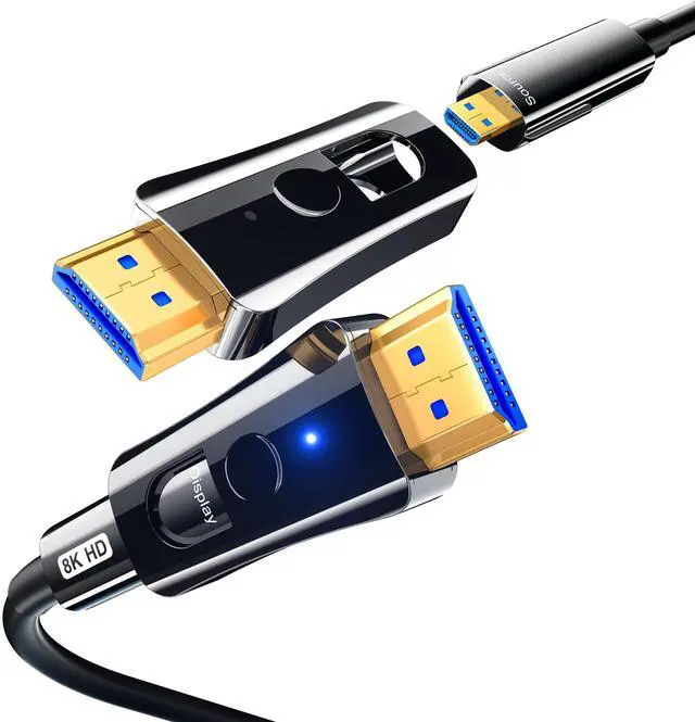 Main image of BUCIER 30Ft HDMI Cable Fiber Optic 8K 48Gbps, in Wall HDMI 2.1 Cord with Detachable Micro Connector, Supports 8K@60Hz 4K@120Hz Compatible with Projector, TV, PC, Monitor