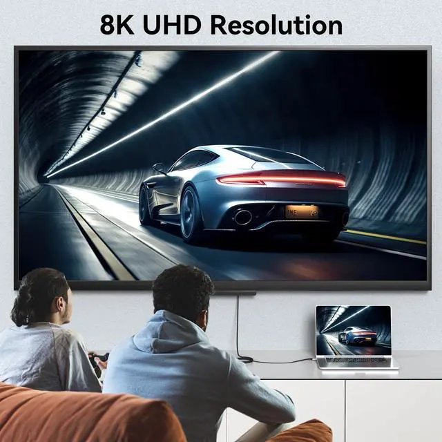 Alt view image 2 of 7 - BUCIER 8K USB C to HDMI 2.1 Cable 3.3Ft, 48Gbps USB Type-C to HDMI Braided Cord (8K@60Hz,4K@120Hz) Compatible with Thunderbolt 4/3, for iPhone 15/15Promax, MacBook Air, iPad, XPS 17