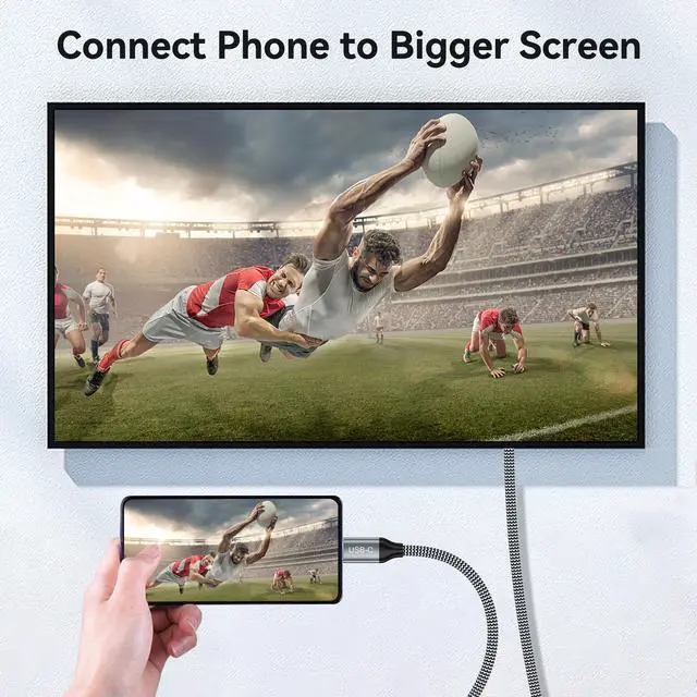 Alt view image 3 of 7 - BUCIER 8K USB C to HDMI 2.1 Cable 3.3Ft, 48Gbps USB Type-C to HDMI Braided Cord (8K@60Hz,4K@120Hz) Compatible with Thunderbolt 4/3, for iPhone 15/15Promax, MacBook Air, iPad, XPS 17