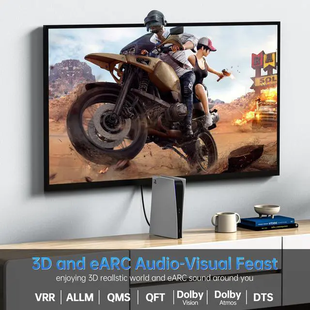 Alt view image 5 of 7 - BUCIER Fiber Optic HDMI Cable 65 FT, 8K Long HDMI 2.1 Cable, Thin HDMI Cord 48Gbps Ultra High Speed, 8K@60Hz, 4K@240Hz/120Hz, Dynamic HDR, eARC, HDCP 2.2&2.3, 3D, Compatible for PS4/5/Xbox/TV/Laptop