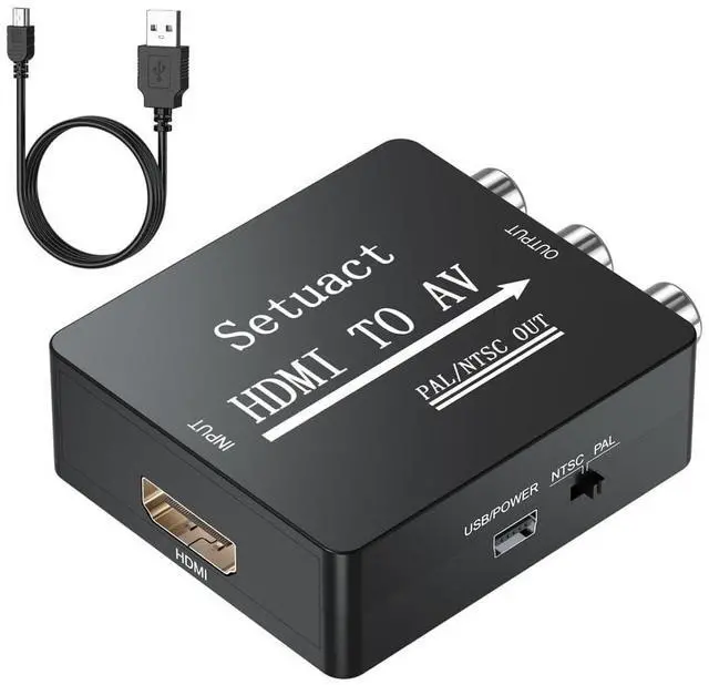 Main image of KEHIPI HDMI to AV Converter, HDMI to RCA Converter, Supports PAL/NTSC for Apple TV, Roku, Fire Stick, Blu-ray, DVD Player, Older TV, Projector, (Single)