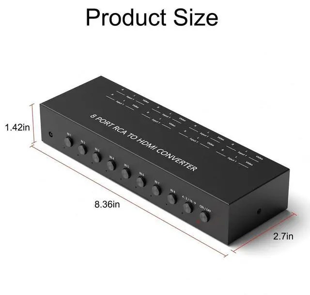 Alt view image 3 of 7 - BUCIER 8 AV to HDMI Converter, 1080P/720P 8 Way RCA Composite CVBS AV Switch to HDMI Converter Adapter Support 4:3/16:9 Switch for Sega Xbox PS1 PS2 PS3 N64 NGC SNES WII VHS VCR Camera DVD