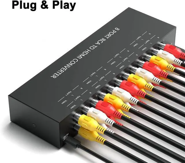 Alt view image 6 of 7 - BUCIER 8 AV to HDMI Converter, 1080P/720P 8 Way RCA Composite CVBS AV Switch to HDMI Converter Adapter Support 4:3/16:9 Switch for Sega Xbox PS1 PS2 PS3 N64 NGC SNES WII VHS VCR Camera DVD