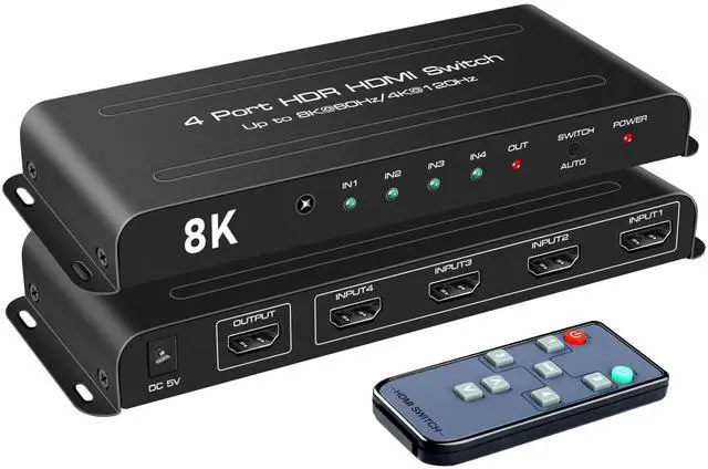 Main image of BUCIER HDMI 2.1 Switch 8K 60Hz, HDMI Switch 4K 120Hz HDMI Switcher 4 in 1 Out,4X1 HDMI Auto Switch Selector with Remote for Fire Stick, PS5,Roku,Xbox,Support 1080P@240Hz,3D,48Gbps