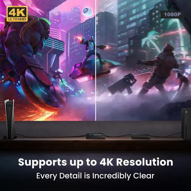 Alt view image 4 of 7 - BUCIER  [Upgrade] 4K@60Hz HDMI Switch 4 in 1 Out with Type-C charging cable, HDMI Switcher with IR Remote, 4 Port HDMI Selector Box Support HDMI 2.0, Compatible with TV PS5/4 Xbox Laptops PC Projector