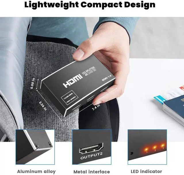 Alt view image 7 of 7 - BUCIER HDMI Splitter 1 in 3 Out, 4K 1x3 HDMI Splitter Supports 4K@30HZ 2K 1080P UHD HDR 3D for Xbox Roku HDTV PS5/4, HDMI Video Splitter Does Not Support Expansion Without Hdmi Cable