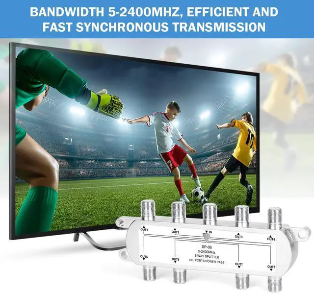 Alt view image 4 of 7 - BUCIER Digital 8-Way Coaxial Cable Splitter 5-2400MHz, RG6 Compatible, Work with Satellite/Cable TV and Internet, CATV Antenna System.(COAXIAL Cable NOT Included)