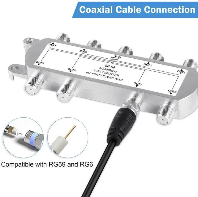 Alt view image 6 of 7 - BUCIER Digital 8-Way Coaxial Cable Splitter 5-2400MHz, RG6 Compatible, Work with Satellite/Cable TV and Internet, CATV Antenna System.(COAXIAL Cable NOT Included)