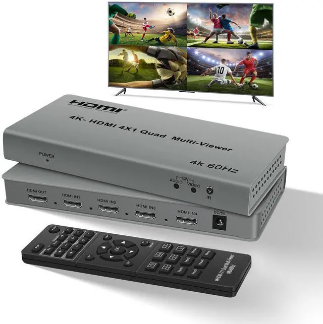 Main image of BUCIER 4k@60hz HDMI Multi-Viewer Switch with PIP, HDMi Multi-Switcher 4 in 1 Out for Seamless Switch, 4x1 HDMI Multiviewer Supports 8 Viewing Modes, 4k x 2k, 1080P, for Xbox, PS4/5