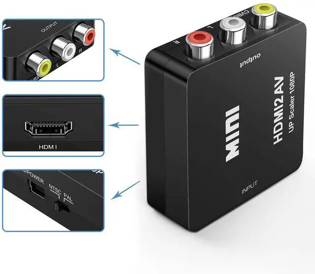 Alt view image 2 of 7 - BUCIER HDMI to RCA Converter for Old TV, 1080P HDMI to AV Converter, HDMI to 3RCA CVBs Composite Video Audio Converter Adapter, Supports PAL/NTSC for Roku, Apple TV, Xbox with USB Power Cable