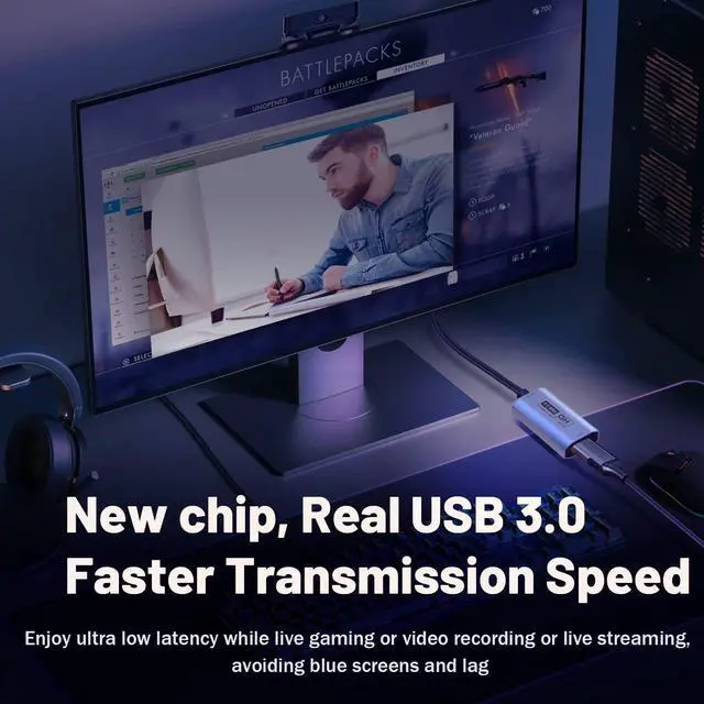 Alt view image 5 of 7 - BUCIER Video Capture Card, USB3.0 HDMI to USB-C Capture Device, Stream & Record at 2K@30FPS 1080P@60FPS, Compatible with iPad Mac OS Windows, Quest 3, OBS, Zoom, PS5/4, Switch, Xbox (Blue)