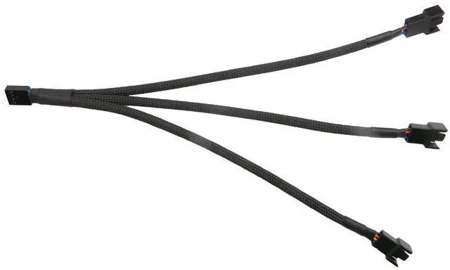 Alt view image 2 of 4 - BUCIER 4pcs 4 Pin PWM Fan Splitter Cable, Black Sleeved Case Fan Braided Adapter Cable 1 to 3 Converter Y Splitter for Computer PC CPU Cooling Fan ATX Case 4-Pin/3-Pin Extension Power Cable 10 Inches