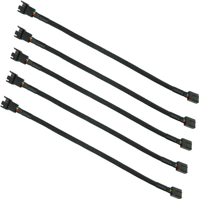 Main image of BUCIER 5PCS 4-Pin PWM Fan Splitter Cable Sleeved Braided Adapter Computer PC Fan Extension Power Supply Cable Converter Cord Wire Compatible with Computer ATX Case 4-Pin/3-Pin Cooling Fan Cable