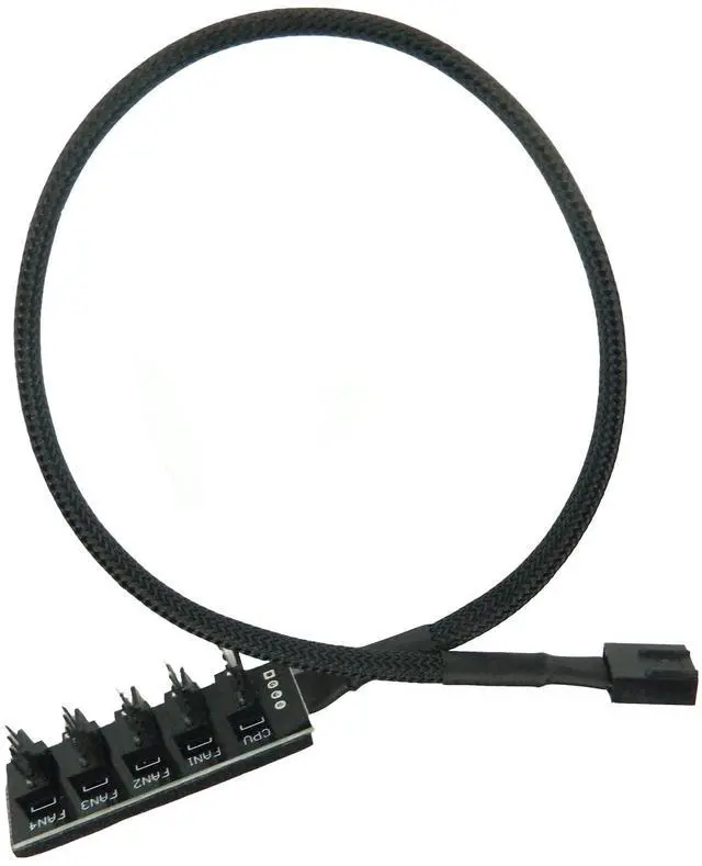 Alt view image 2 of 5 - BUCIER 2PCS PWM Fan Hub Splitter 4-Pin/3-Pin pc 5 Way Splitter, Cooling Fans Power Cable 1 to 5 Way PC Case Internal Motherboard Extension Cable