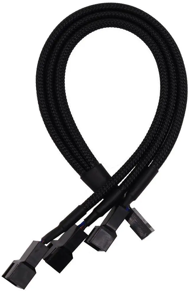 Main image of BUCIER 4 Pin PWM Fan Splitter Cable Black Sleeved Case Fan Braided Adapter Cable 1 to 3 Converter Y Splitter for Computer PC CPU Cooling Fan ATX Case 4-Pin/3-Pin Extension Power Cable 10 Inches