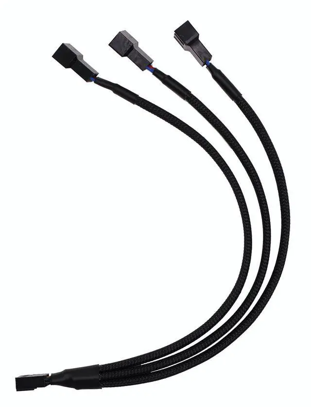 Alt view image 3 of 5 - BUCIER 4 Pin PWM Fan Splitter Cable Black Sleeved Case Fan Braided Adapter Cable 1 to 3 Converter Y Splitter for Computer PC CPU Cooling Fan ATX Case 4-Pin/3-Pin Extension Power Cable 10 Inches