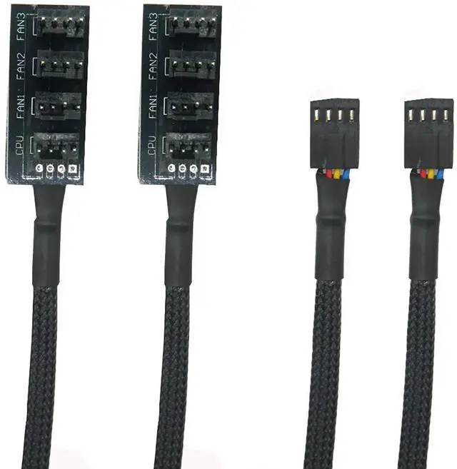Main image of BUCIER 2PCS PWM Fan Hub Splitter 4-Pin/3-Pin pc 4 Way Splitter, Cooling Fans Power Cable 1 to 4 Way PC Case Internal Motherboard Extension Cable