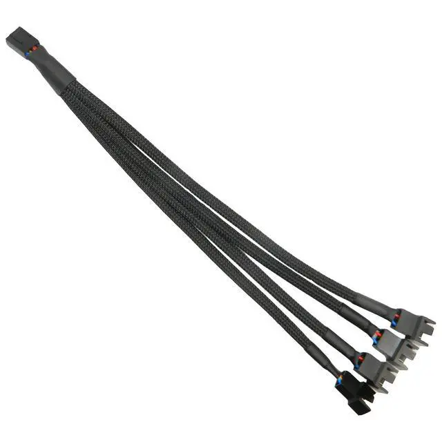 Alt view image 2 of 6 - BUCIER 4 Pin PWM 1 to 4 Fan Splitter Cable,  Black Sleeved Case Fan Braided Adapter Cable Converter Y Splitter for Computer PC CPU Cooling Fan ATX Case 4-Pin/3-Pin Extension Power Cable 10 Inches