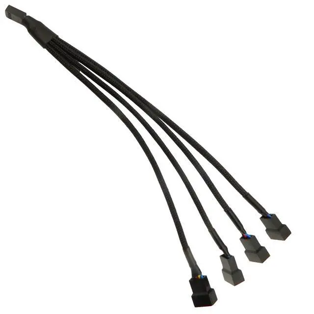 Alt view image 3 of 6 - BUCIER 4 Pin PWM 1 to 4 Fan Splitter Cable,  Black Sleeved Case Fan Braided Adapter Cable Converter Y Splitter for Computer PC CPU Cooling Fan ATX Case 4-Pin/3-Pin Extension Power Cable 10 Inches