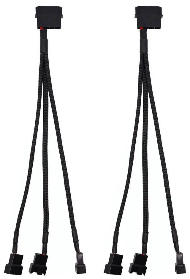 Main image of BUCIER 2Pcs PMW Fan Splitter Cable 4Pin to 3Pin/4Pin PC Case Fan D Type Sleeved Adapter Cable 1 to 3 PMW Fan Splitter Extension Power Cable Power Adapter Cable PC Computer Cooling Fan Wire