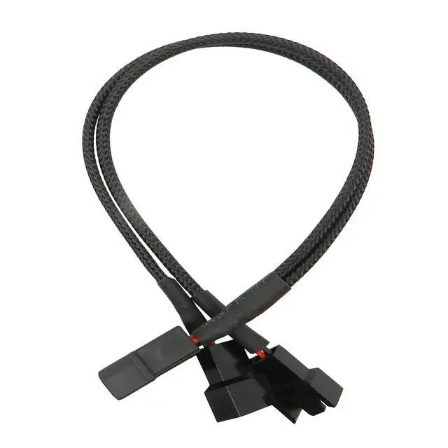 Alt view image 4 of 5 - BUCIER 2Pcs 4 Pin PWM Fan Splitter Adapter Cable, 4pin MOL-ex Fan Splitter Cable Extension Power Cable 1 to 2 12v Black Sleeved Braided Computer PC Case Cooler Fan Power Splitter Adapter Cable