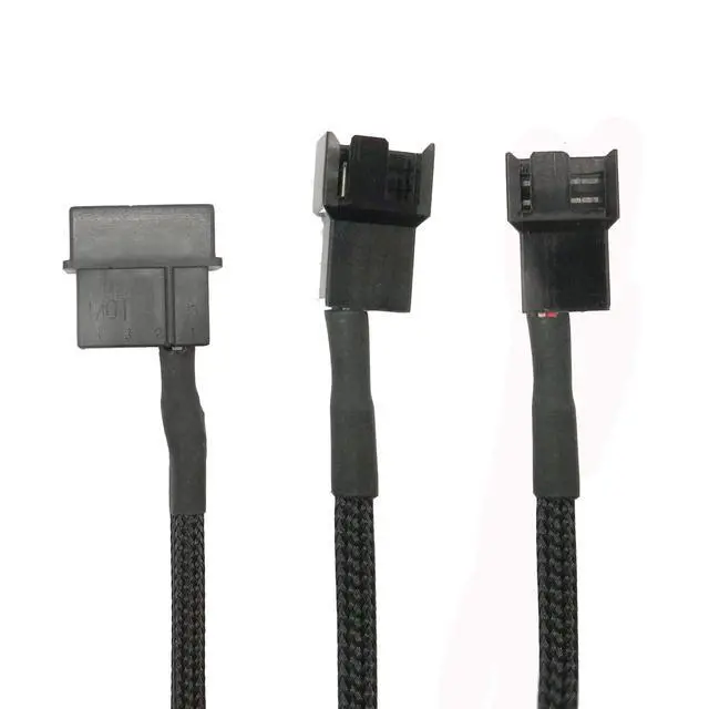 Alt view image 5 of 5 - BUCIER 2Pcs 4 Pin PWM Fan Splitter Adapter Cable, 4pin MOL-ex Fan Splitter Cable Extension Power Cable 1 to 2 12v Black Sleeved Braided Computer PC Case Cooler Fan Power Splitter Adapter Cable