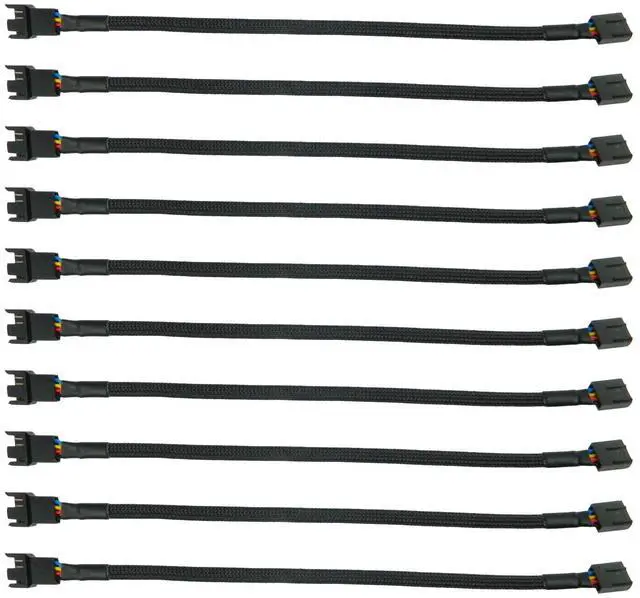Main image of BUCIER 10PCS 4-Pin PWM Fan Splitter Cable 1 to1 Sleeved Braided Adapter Computer PC Fan Extension Power Supply Cable Converter Cord Wire Compatible with Computer ATX Case 4-Pin/3-Pin Cooling Fan Cable