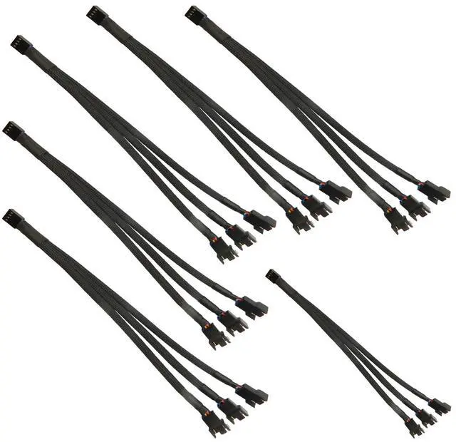 Main image of BUCIER 6pcs 4 Pin PWM Fan Splitter Cable, Black Sleeved Case Fan Braided Adapter Cable 1 to 3 Converter Y Splitter for Computer PC CPU Cooling Fan ATX Case 4-Pin/3-Pin Extension Power Cable 10 Inches