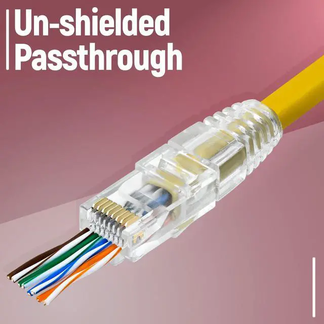 Alt view image 4 of 7 - BUCIER RJ45 Cat6 Pass Through Connectors and Strain Relief Boots - Pack of 50/50 - EZ to Crimp Modular Plug for Solid or Stranded UTP Network Cable