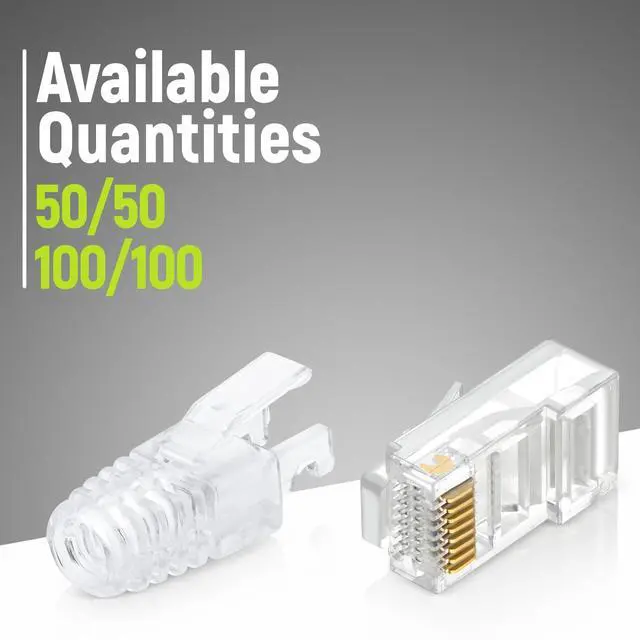Alt view image 5 of 7 - BUCIER RJ45 Cat6 Pass Through Connectors and Strain Relief Boots - Pack of 50/50 - EZ to Crimp Modular Plug for Solid or Stranded UTP Network Cable