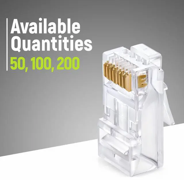 Alt view image 5 of 7 - BUCIER RJ45 Cat6/6a Pass Through Connectors for a Thick 23 AWG Large Diameter UTP Network Cable, 200 Pcs | Insert Guides Included
