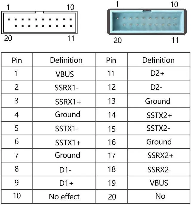 Alt view image 3 of 6 - BUCIER USB 3.0 Header Extension Cable 1Ft 19/20 Pin 1 to 2 Y Splitter Internal Extension Adapter DIY(30cm 11.8 inch)