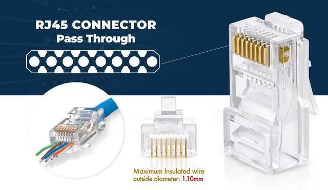 Alt view image 7 of 7 - BUCIER Bundle  2 Items: RJ45 Crimp Tool + 200 Pack of Cat6 Pass Through Connectors.